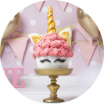 Cake Smash fotoshoot Unicorn goud en roze taart r